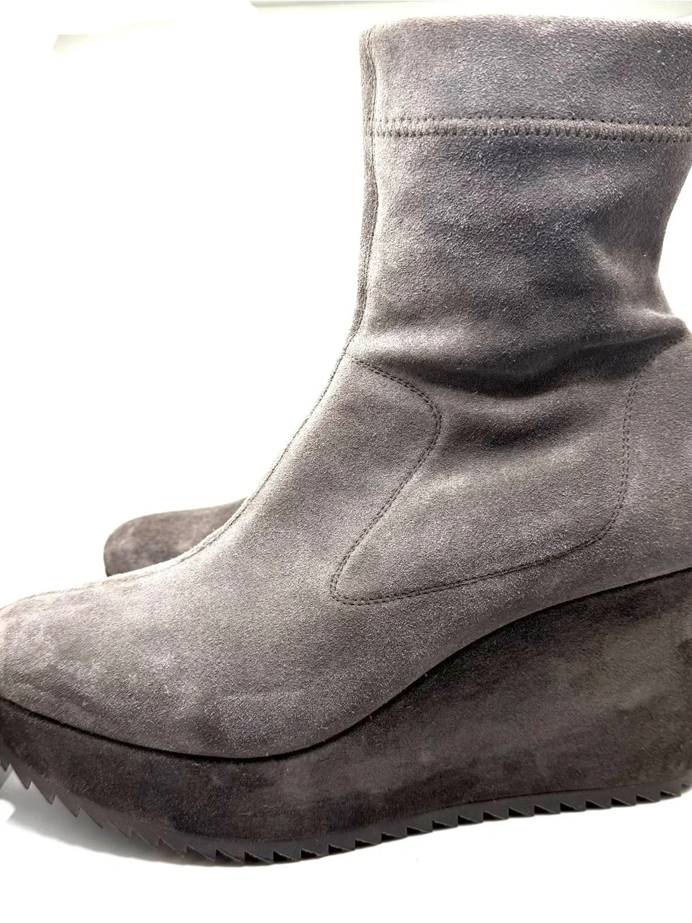 Pedro Garcia Gray Urbana Stretch Sock Wedge Bootie Spain EU 39 US 9